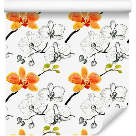 Papel pintado Flores orquídea orquídea naturaleza para salón y dormitorio 50x1000 cm (1/5)