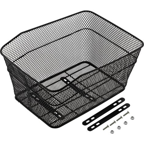 Metall Fahrradkorb schwarz für Gepäckträger - 40 x 30 cm - Einkaufskorb für Fahrräder zur Festmontage - Einkaufskorb Transportkorb Metallkorb Korb Tasche für Fahrrad engmaschig