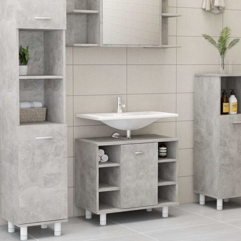 Meuble de salle de bain Armoire de salle de bain Gris béton 60x32x53,5 cm Aggloméré (1/5)
