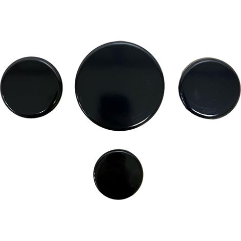 Kit Piattelli per Piano Cottura, 4 Pezzi Compatibile con Smeg Ignis - Dimensioni: Piccolo 44.5 mm Medio 55 mm Grande 80 mm - Smaltati Nero Lucido (1/5)