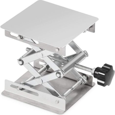 Labor-Hebetisch, Edelstahl-Laborplattform-Hebetisch, 100 x 100 mm, ausziehbare Hubhöhe von 45 bis 150 mm, Tragkraft 5 kg