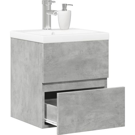 vidaXL 2 Piece Bathroom Furniture Set Concrete Grey Engineered Wood