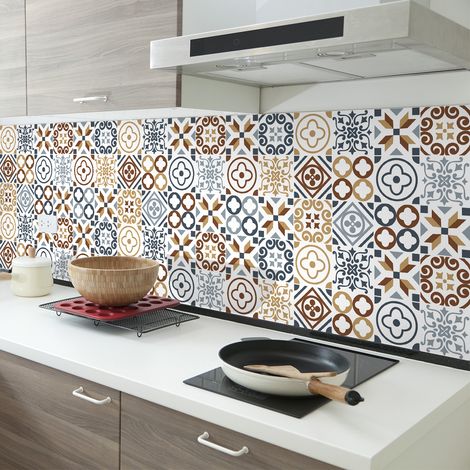 Sticker Mural Carrelage adhésif Cuisine Salle de Bain - 24 STICKERS CARRELAGES AZULEJOS ZEPETINO - 24stickers10x10cm (1/5)