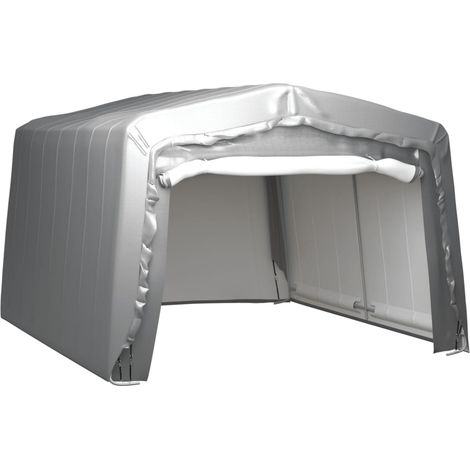 Tente garage, Tente de rangement, Abri de stockage Carport 370x370 cm Acier Gris FCV68319 (1/5)