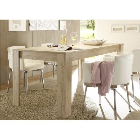 Mesa 137x90cm con patas de madera, Colección SHOW, color roble claro