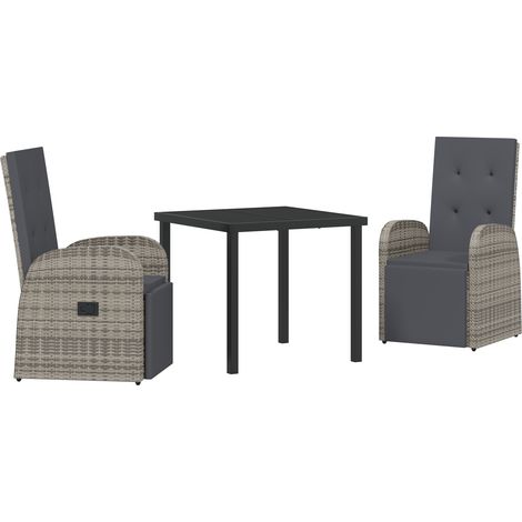 Verstellbare Gartenstühle 3 pcs Grau Dunkelgrau 80 x 80 x 73 cm vidaXL (1/5)