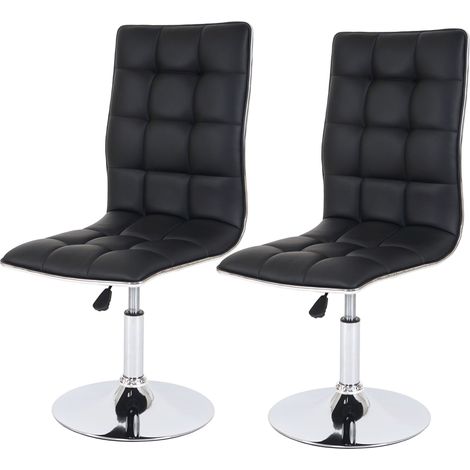 [NON UTILIZZATO] Set 2x sedie soggiorno eleganti HHG-834 design moderno ecopelle sala pranzo nero