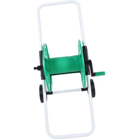 Chariot enrouleur de tuyau d'eau en PP vert, économie de travail avec roues, rangement à poussée manuelle pour le jardin