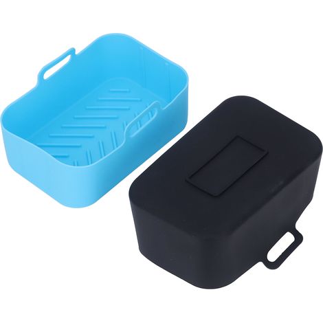 2 pièces Panier de Friteuse en Silicone Antiadhésif Réutilisable pour Ninja Foodi DZ201 8QT Bleu et Noir (1/5)