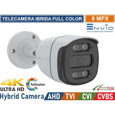 TELECAMERA IBRIDA BULLET FULL COLOR 4IN1 AHD CVI TVI CVBS 2.8MM 8MP 4K ULTRA HD UTC CONTROL VISIONE NOTTURNA A COLORI (1/3)