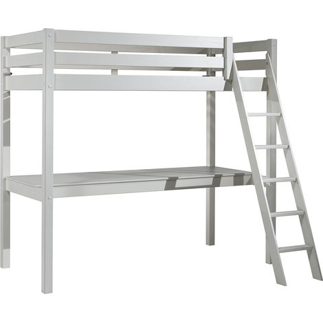 Vipack Pino 90x200 Letto a soppalco con contenitore e scrivania - Bianco (1/3)