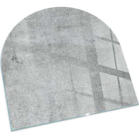 Plaque Carrée de cheminée en verre trempé protection du sol contre les étincelles Texture béton brut 100x100 cm (1/5)