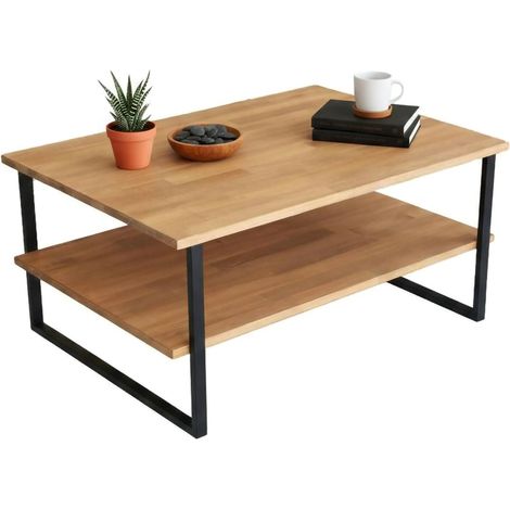 Dmora - Wohnzimmertisch Dlionett, Niedriger Wohnzimmertisch, Kaffeeregal, Couchtisch für Sofa, 85x60h40 cm, Eiche