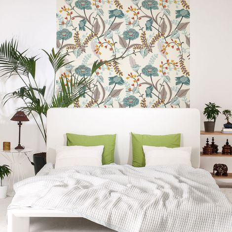Papier peint intissé pré-encollé - VINTAGE FLEURS BLEUES - 1 rouleau de 300x60cm (1/5)