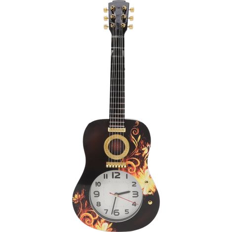 Reloj de pared silencioso con forma de ukelele, despertador decorativo (46 x 17,5 x 4,5 cm)