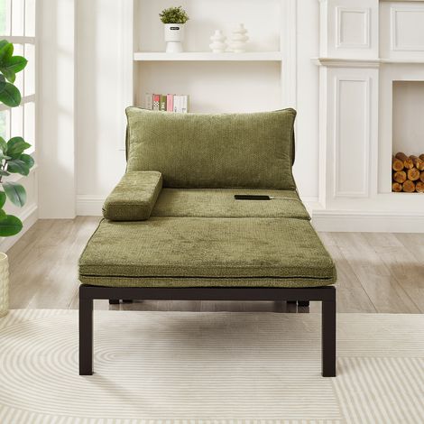 Canapé-lit pliant 2-en-1 multifonction USB/TypeC couleur vert. Siège extensible confortable pour salon,chambre,balcon et petit logement.