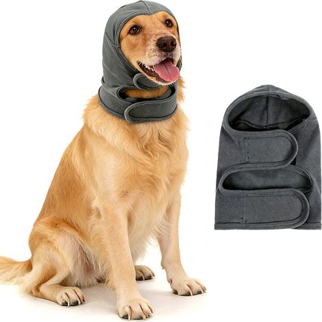 Chapeau apaisant pour chien - Taille M - Tour de tête 18 cm - Tour de cou 35 cm - Chauffe-cou anti-anxiété pour chien - Apaise les émotions - Protection auditive contre les orages - Protections auditi (1/5)