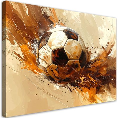 Tabelau sur Toile, Ballon de football sur fond beige,30x20 (1/4)