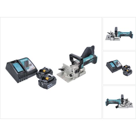 Makita – Lamelleuse sans fil 18V – 100 mm – 2 batteries 3,0Ah – Chargeur inclus – Moteur Brushless pour coupe précise - DPJ 180 RF