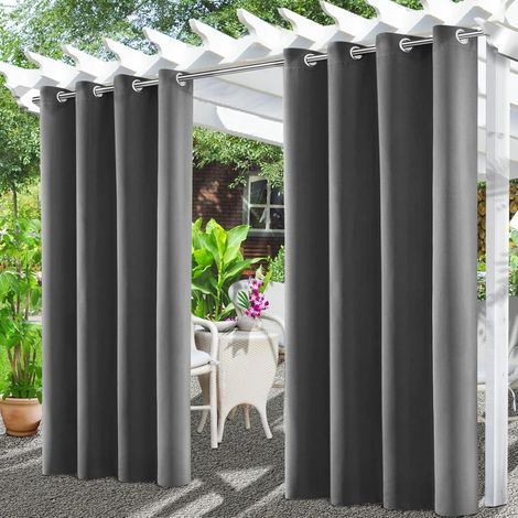 1 Rideau Extérieur Imperméable, Œillets Acier Inoxydable, Tissu Polyester Opaque, Pour Terrasse, Pergola, Balcon