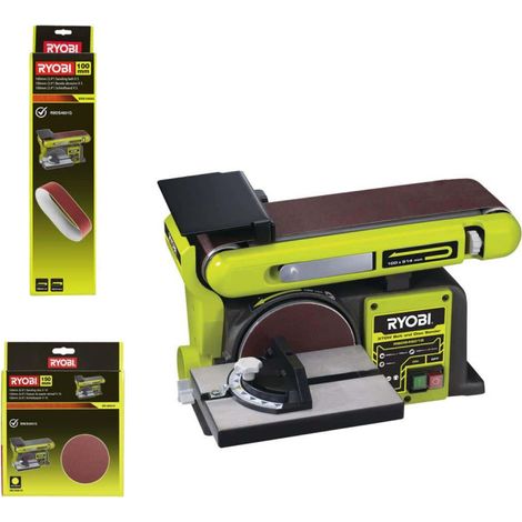 Confezione RYOBI Levigatrice a nastro e stazionaria 370W RBDS46016 - 5 nastri abrasivi BSS100A5 - 10 dischi diamantati S (1/2)