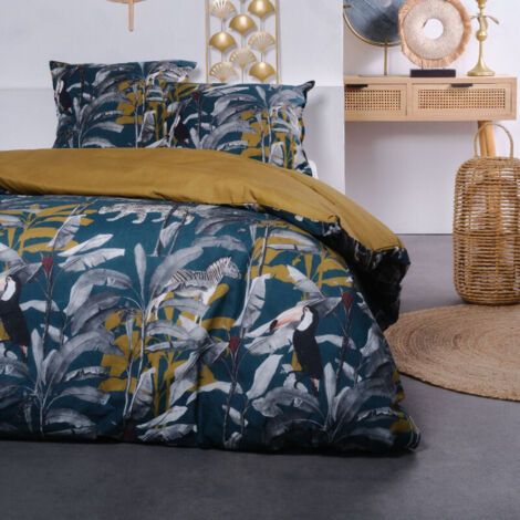 Ciel-Parure de lit double imprimé tropical "Sunshine" - Multicolore - 220 x 240 cm - Livraison gratuite (1/5)
