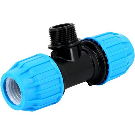 Raccord PE compression - Té 90° fileté PE Compression Ø40-1''1/4