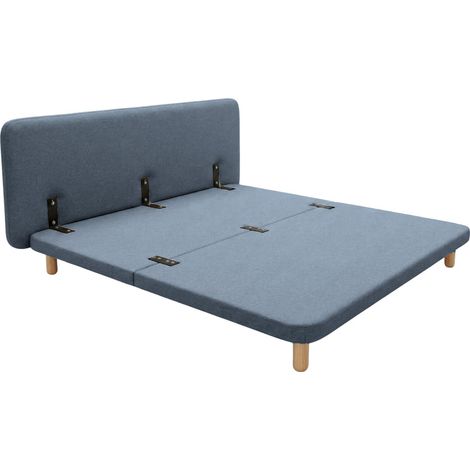 CARMEN - Lit tissu lisse Bleu 160x200cm (1/5)