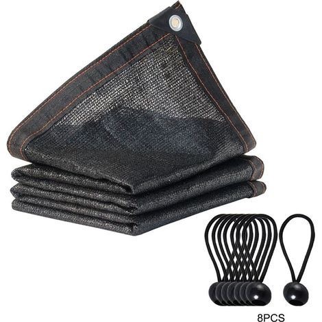 Voile d'ombrage avec oeillets et cordes pour jardin 2x2 mètres - 65% à 75% de protection solaire - Matériau PE légère et respirant - 1 filet de plantes et 8 cordes balles (1/5)