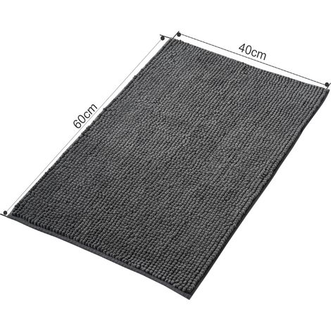 Tapis de Bain Antidérapant en Chenille Super Absorbant et Lavable en Machine pour la Salle de Bain, Douche, Baignoire ou comme Tapis WC Gris Foncé - 40x60 cm (1/4)