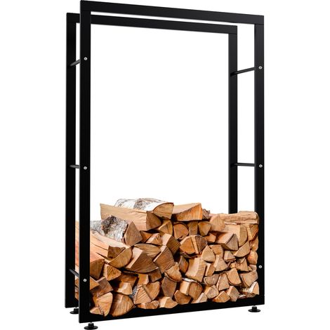 Leñero Keri de metal negro Negro 25x80x125 cm