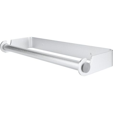 Porte-film alimentaire, étagère de rangement pour la cuisine, porte-serviettes, porte-papier toilette, porte-boîtes à mouchoirs, argenté, fixation murale 32 cm (1/5)