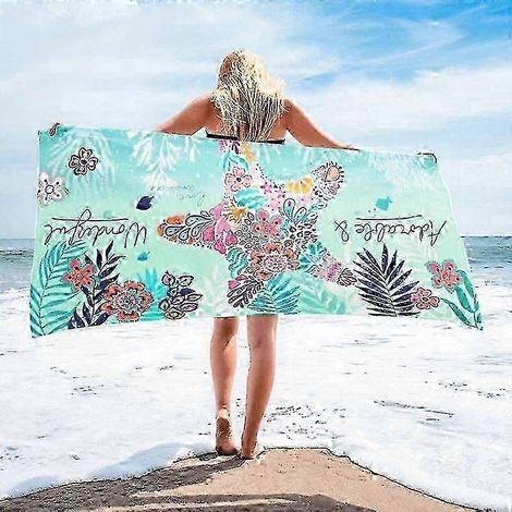Serviette de voyage en microfibre pour femme - Douce, à séchage rapide et absorbante, idéale pour la plage, la natation, les vacances et les activités de plein air. Couleur : STJ00221 70 x 140 cm (1/4)