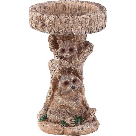 Vogeltränke in Form eines Waschbären aus Polyresin, antike Gartenvogeltränke, Kunstharz-Kunst, Tierskulpturen für den Außenbereich, Dekoration für Zuhause