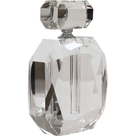 Flacon décoratif en cristal transparent - transparent clair et métal argenté (1/4)
