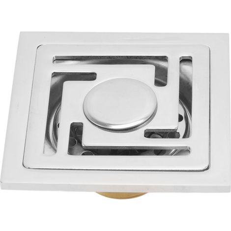 Siphon de sol carré en acier inoxydable à grand débit, désodorisant, pour douche, cuisines, salles de bains, garages, sous-sols et balcons. (1/5)