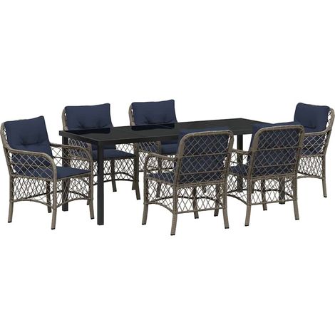 Maison Exclusive - Set da Pranzo per Giardino 7 pcs Grigio e Nero Rattan