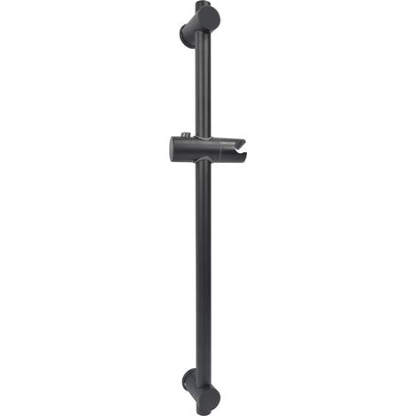 Coulissant pour Barre de Douche en Acier Inoxydable Noir Hauteur 660 mm Support Réglable Hauteur et Inclinaison (1/4)