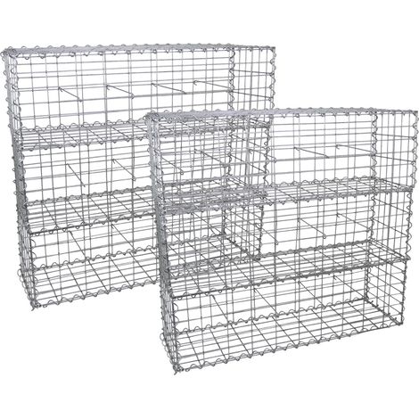 MonsterShop - 6 Gabbioni Metallici per Sassi da Giardino e da Esterno 100cm x 30cm x 30cm in Acciaio Galvanizzato (1/5)