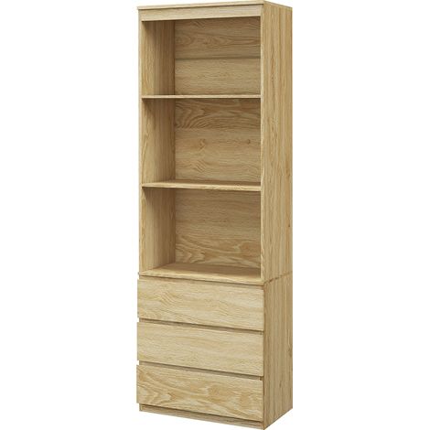 Bibliothèque 180 cm 3 étagères 3 tables 60L x 35L x 180H cm Panneaux particules effet bois (1/5)