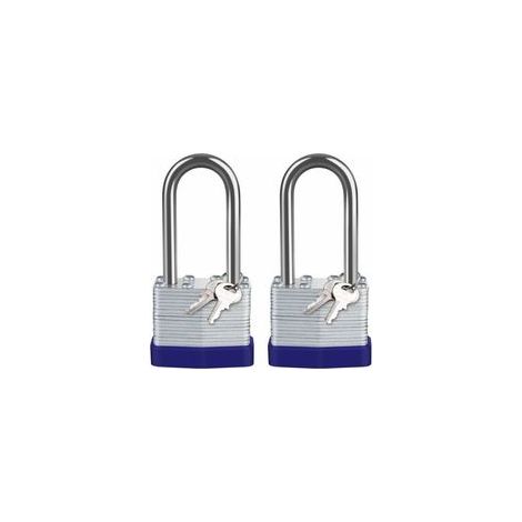 Lot de 2 cadenas haute sécurité en acier laminé 40 mm, étanches, avec 4 clés, pour intérieur/extérieur –