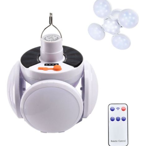 Lanterne de camping étanche à LED, lampe solaire 1600 mAh, rechargeable par USB, 5 modes d'éclairage, pliable à 360 °, adaptée à la randonnée et à la lecture en plein air [Classe énergétique A] (1/5)