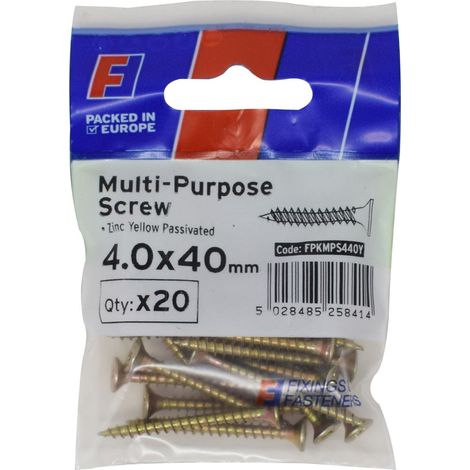 ForgeFix FPKMPS440Y Multi-Purpose Pozi Screw CSK ST ZYP 4.0 x 40mm ForgePack 20