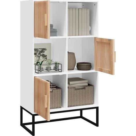 Buffet de Cuisine Blanc 70x35x125 cm, Meuble Rangement Haut en Bois d'Ingénierie pour Salle à Manger et Salon (1/5)