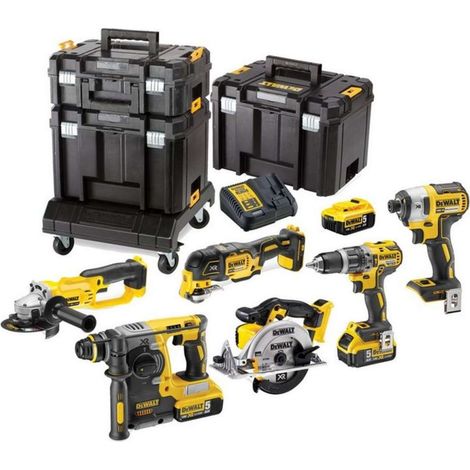 Dewalt – Pack de 6 outils électroportatifs 18V – 3 batteries 5.0Ah – Moteur Brushless – Coffret de transport inclus (1/5)