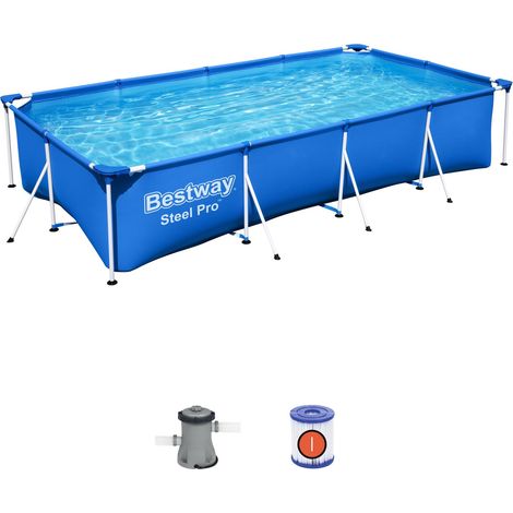 Piscina Fuoriterra Rettangolare Con Telaio 400x211x81 Bestway 56424 Con Pompa (1/5)