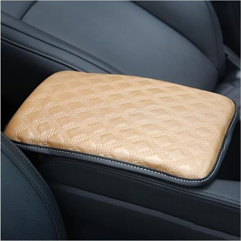 Copribraccioli per auto, tappetini impermeabili in similpelle PU per braccioli auto, tappetini universali per console centrale adatti alla maggior parte dei veicoli e camion (beige) (1/5)