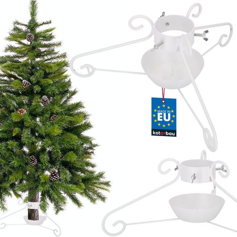 KOTARBAU® Supporto per albero di Natale in metallo con contenitore per l'acqua, confezionato, decorativo, bianco, 52 x 23 cm