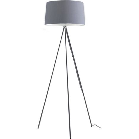 "Piantana MARILYN in metallo grigio con paralume in cotone"