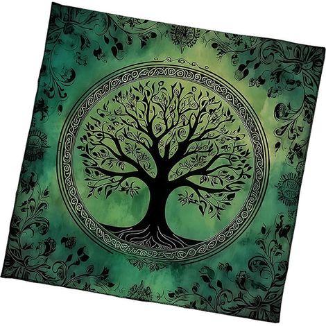 Nappe astrologique à motif grand arbre, tarot, divination, accessoire pour jeu de société divinatoire, 75 x 75 cm (1/5)